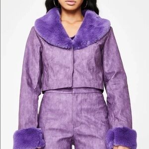 I.AM.GIA Women's Imagia Purple Cropped Fur Jacket XSmall